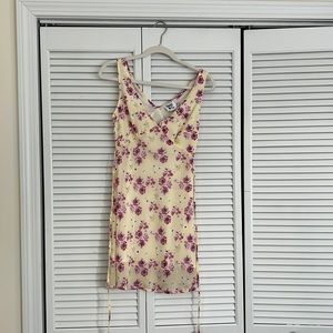 Yellow Floral princess Polly mini dress with tie back